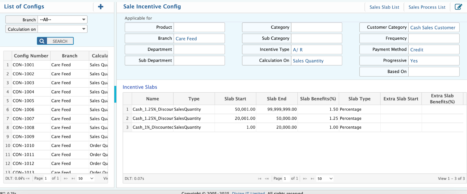 Sale Incentive Configuration View